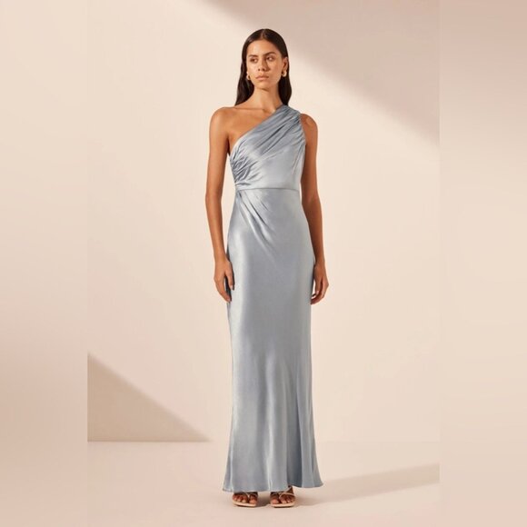 NEW NWT Shona Joy La Lune One Shoulder Maxi Dress Blue Size 8 - Picture 2 of 7